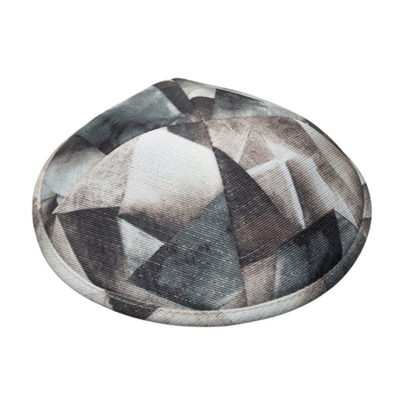 Childrens Gray Geometric Design Flat Cloth Kippah | Cloth Kippah