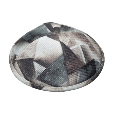 Childrens Gray Geometric Design Flat Cloth Kippah | Cloth Kippah