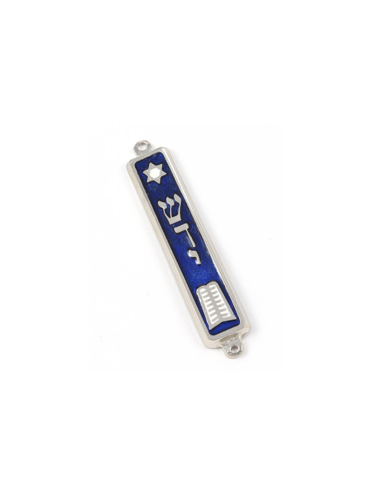 Small Mezuzah Case with Star of David and Ten Comma... | Small Mezuzah