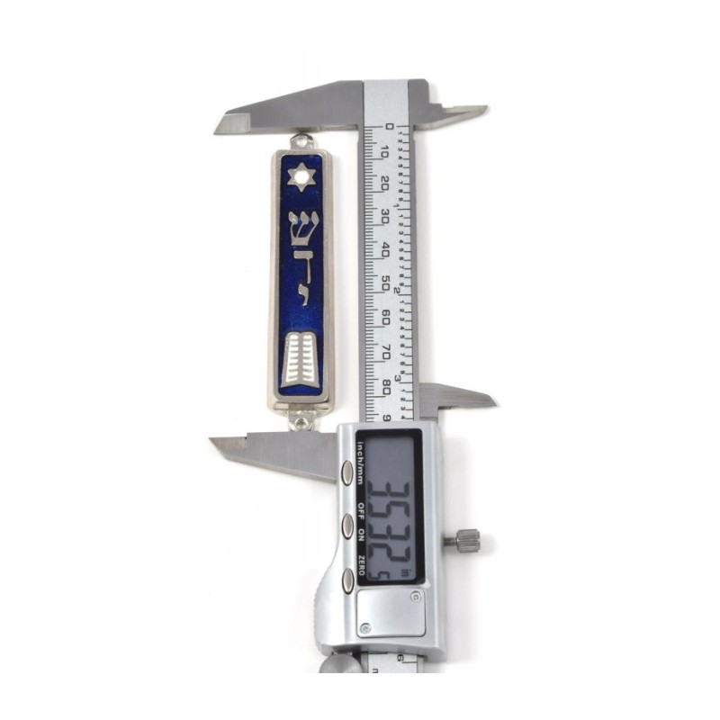Small Mezuzah Case with Star of David and Ten Comma... | Small Mezuzah