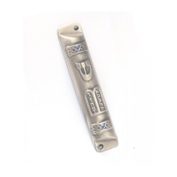 Pewter Plated Rounded Mezuzah Case Ten Commandments... | Small Mezuzah