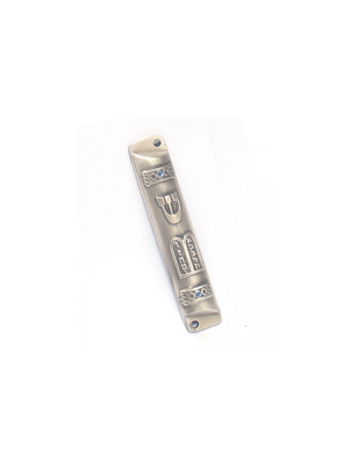 Pewter Plated Rounded Mezuzah Case Ten Commandments... | Small Mezuzah
