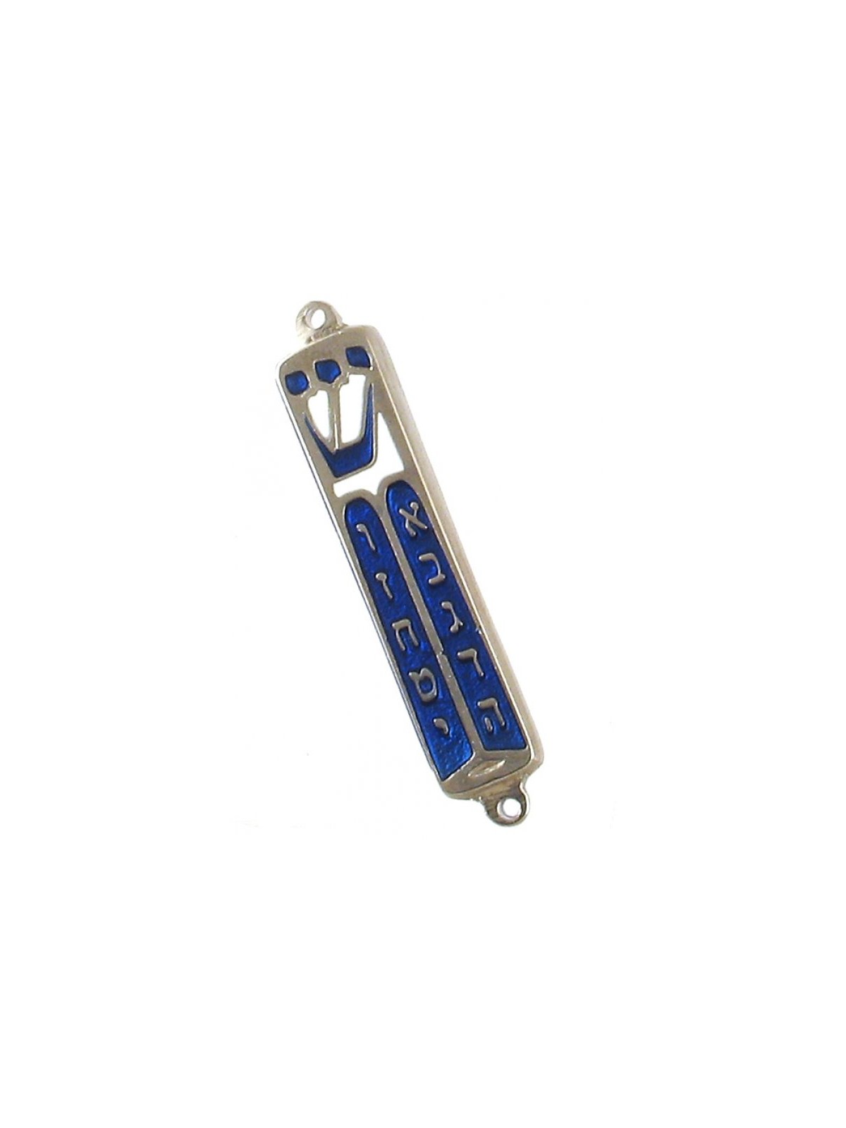 Small Blue Metal Mezuzah Case Star of David and Cro... | Small Mezuzah