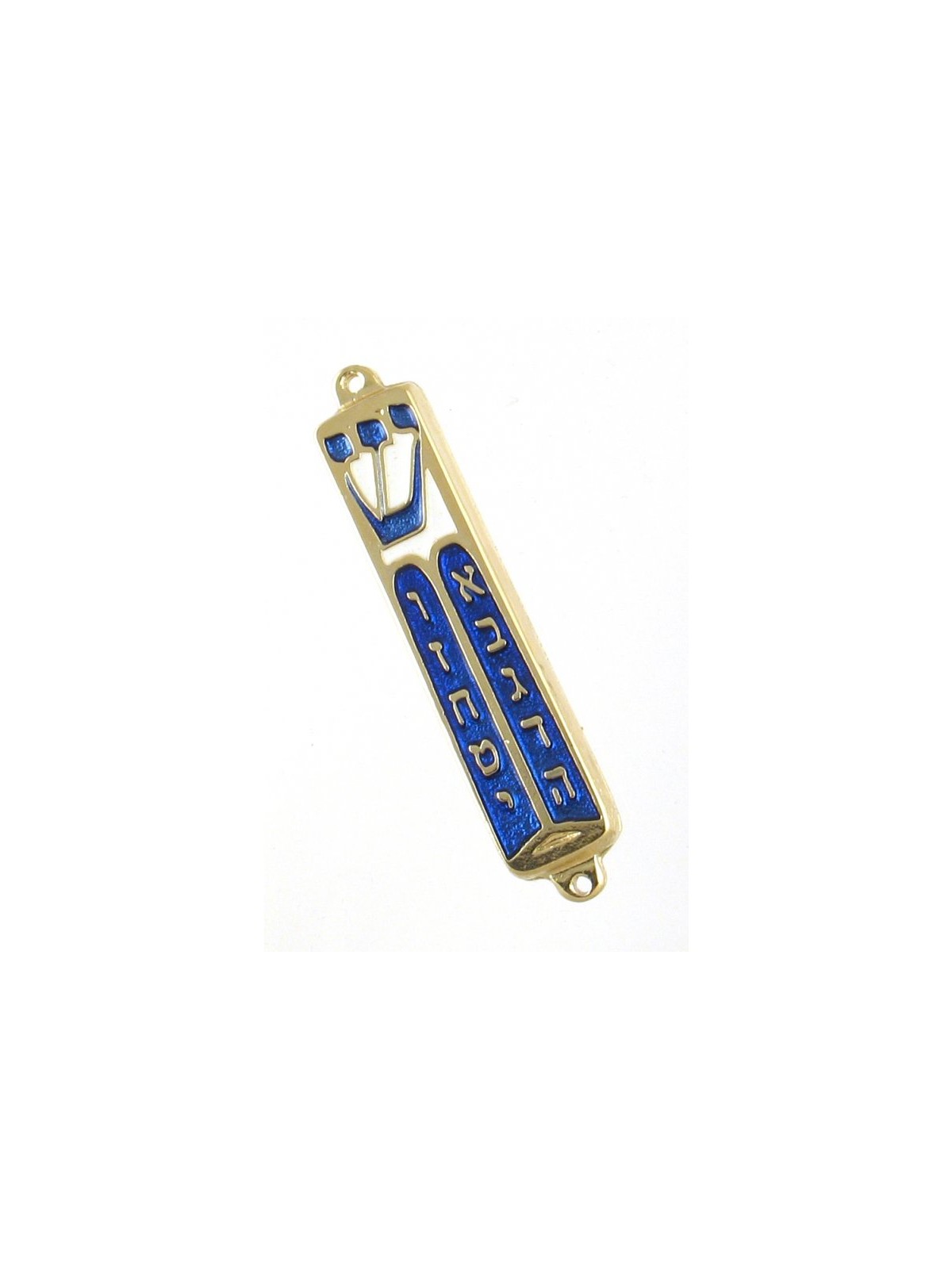 Small Blue Metal Mezuzah Case Star of David and Cro... | Small Mezuzah