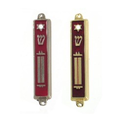 Small Metal and Enamel Mezuzah Case Star of David a... | Small Mezuzah