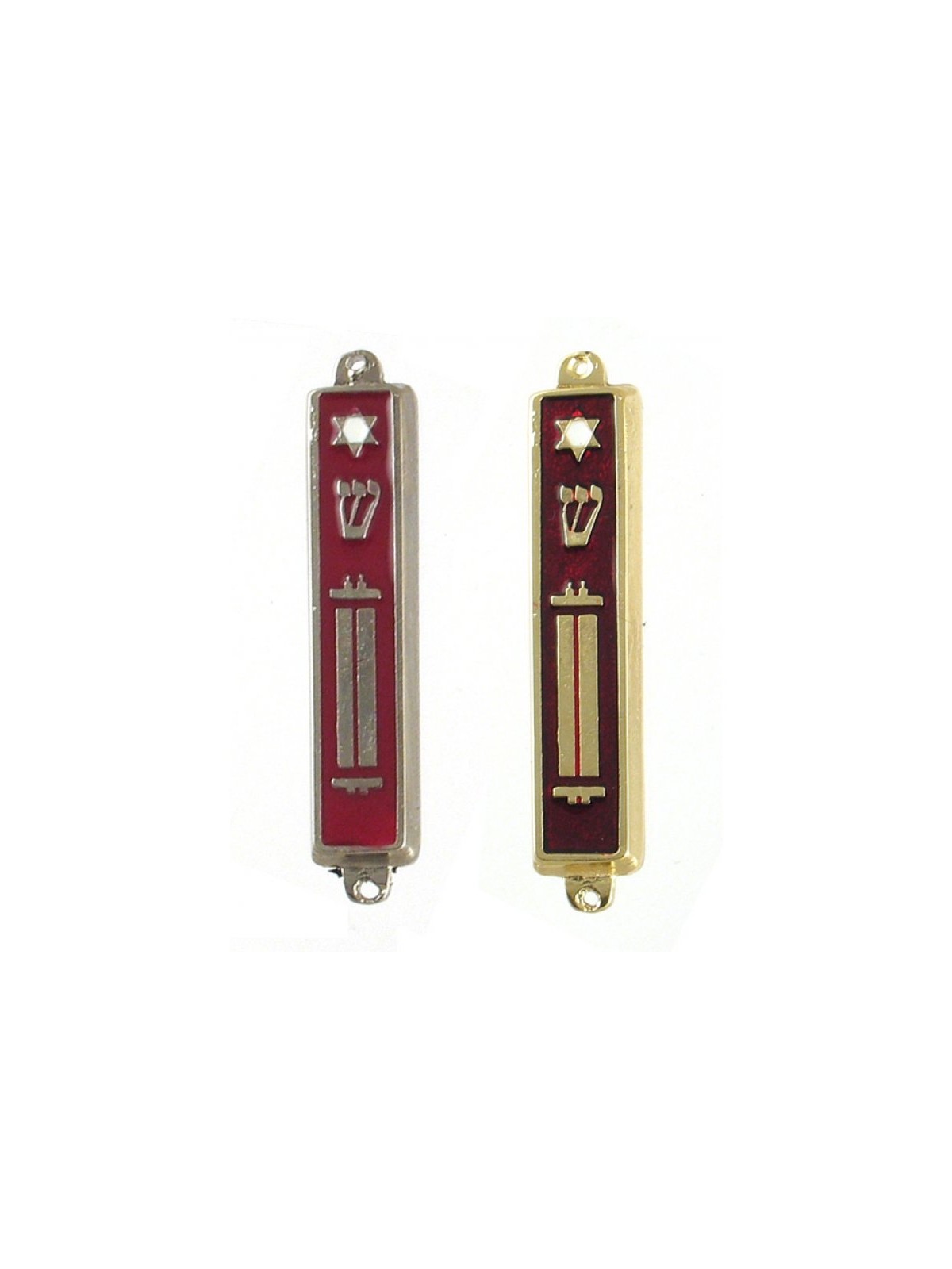 Small Metal and Enamel Mezuzah Case Star of David a... | Small Mezuzah
