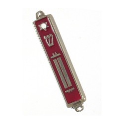 Small Metal and Enamel Mezuzah Case Star of David a... | Small Mezuzah