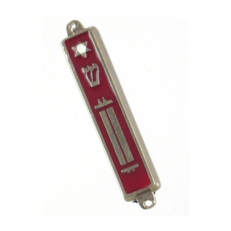 Small Metal and Enamel Mezuzah Case Star of David a... | Small Mezuzah