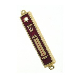 Small Metal and Enamel Mezuzah Case Star of David a... | Small Mezuzah