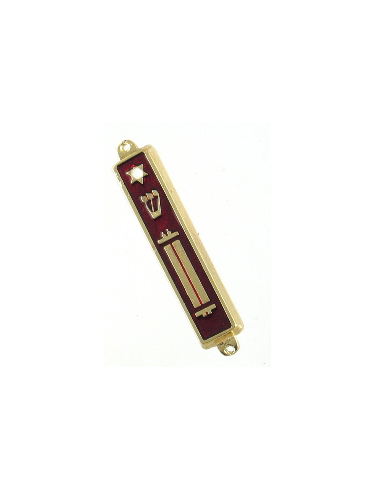 Small Metal and Enamel Mezuzah Case Star of David a... | Small Mezuzah