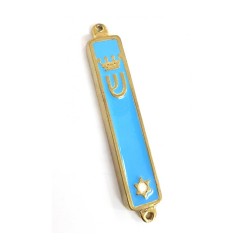 Small Gold Plated Mezuzah Case Crown and Star of Da... | Small Mezuzah