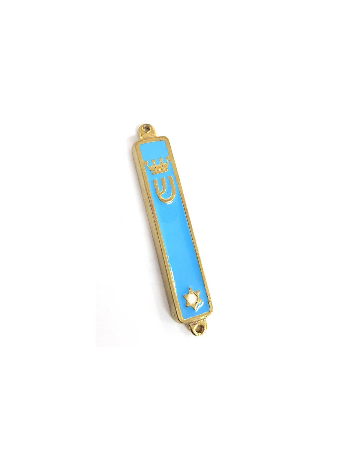 Small Gold Plated Mezuzah Case Crown and Star of Da... | Small Mezuzah