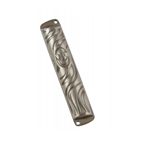 Pewter Plated Mezuzah Case Swirl Design | Small Mezuzah