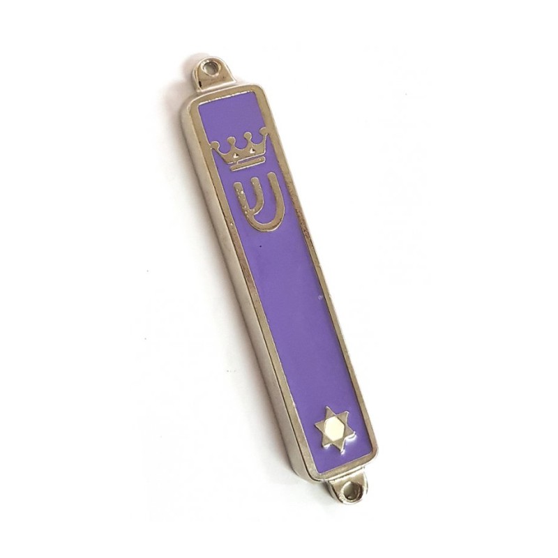 Small Silver Plated Mezuzah Case Crown and Star of ... | Small Mezuzah