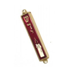 Small Gold Plated Metal Mezuzah Case Candle Design ... | Small Mezuzah