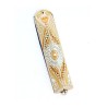 Gold White Triangular Mezuzah Case by Shahaf | Small Mezuzah