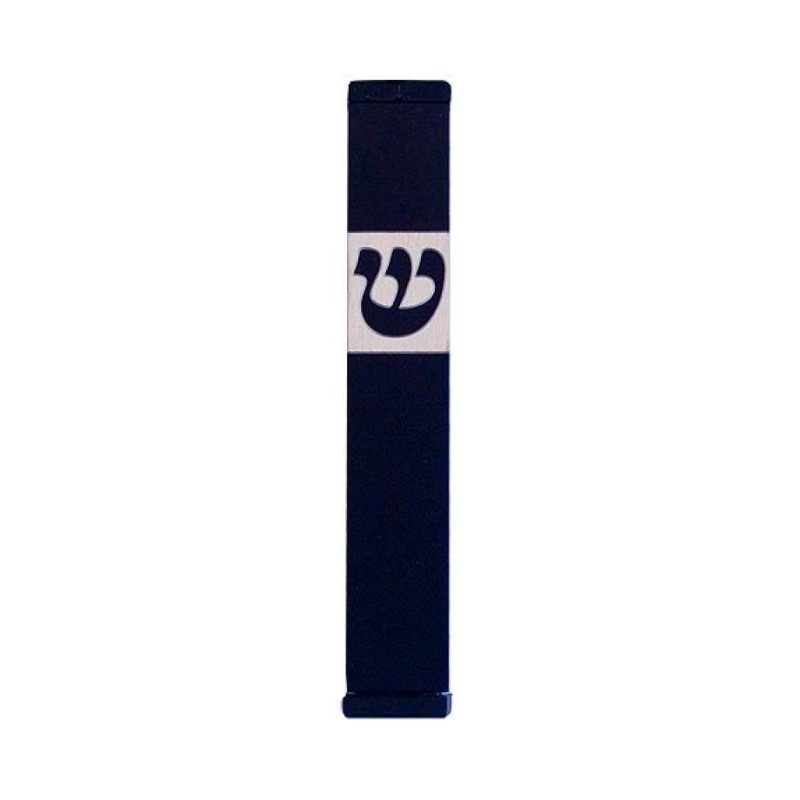 Agayof Pillar Mezuzah Case with Curving Shin in Dar... | Small Mezuzah
