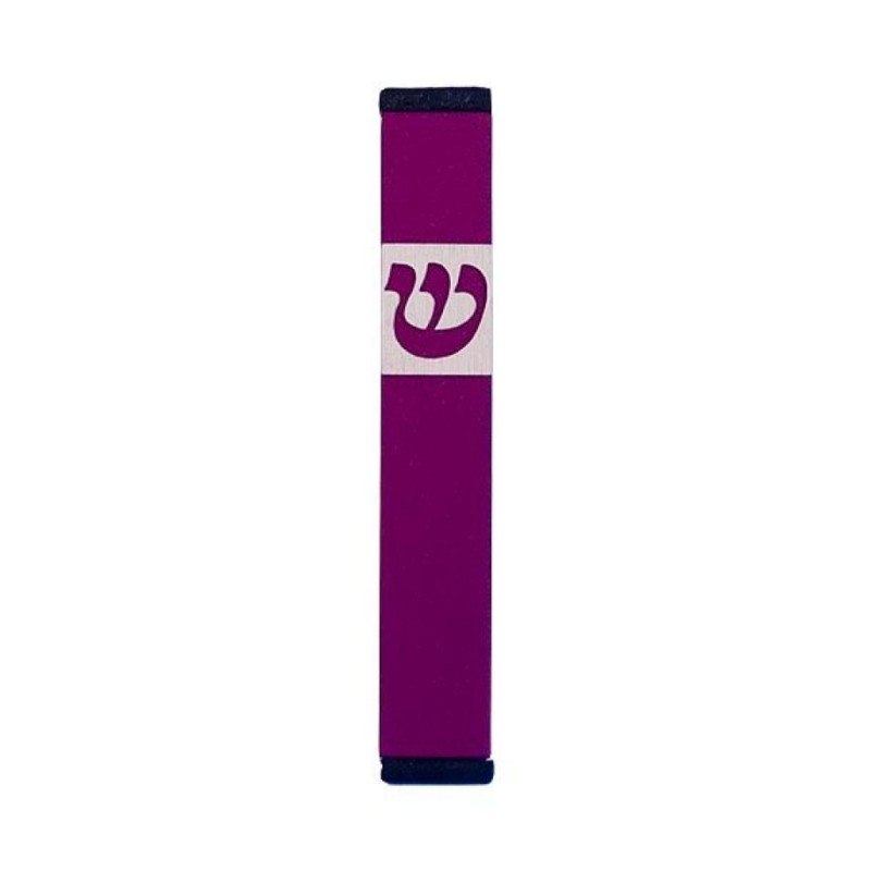 Agayof Pillar Mezuzah Case with Curving Shin in Dar... | Small Mezuzah