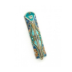 Oriental Design Triangular Mezuzah Case by Shahaf | Small Mezuzah
