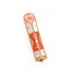 Triangle Pewter Mezuzah in Pink by Ester Shahaf | Small Mezuzah