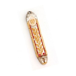 Pewter Mezuzah with Leaf Design by Ester Shahaf | Small Mezuzah