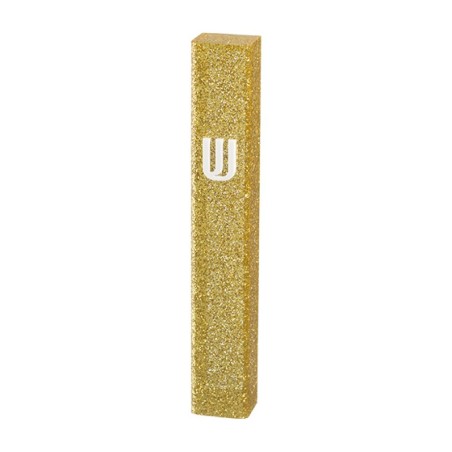 Glittering Gold Mezuzah Case of Perspex Silver Sh... | Plastic Mezuzah