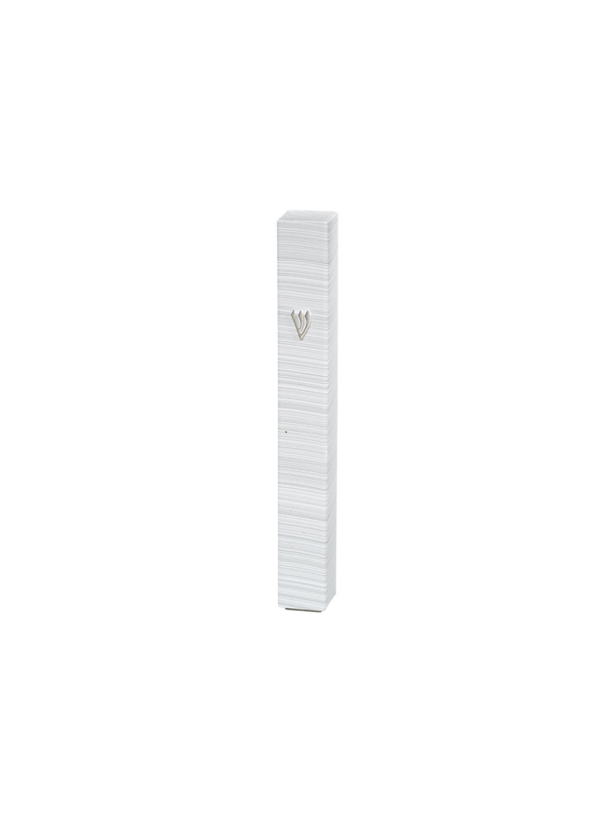 White Plastic Mezuzah Case with Fine Silver Strip... | Plastic Mezuzah