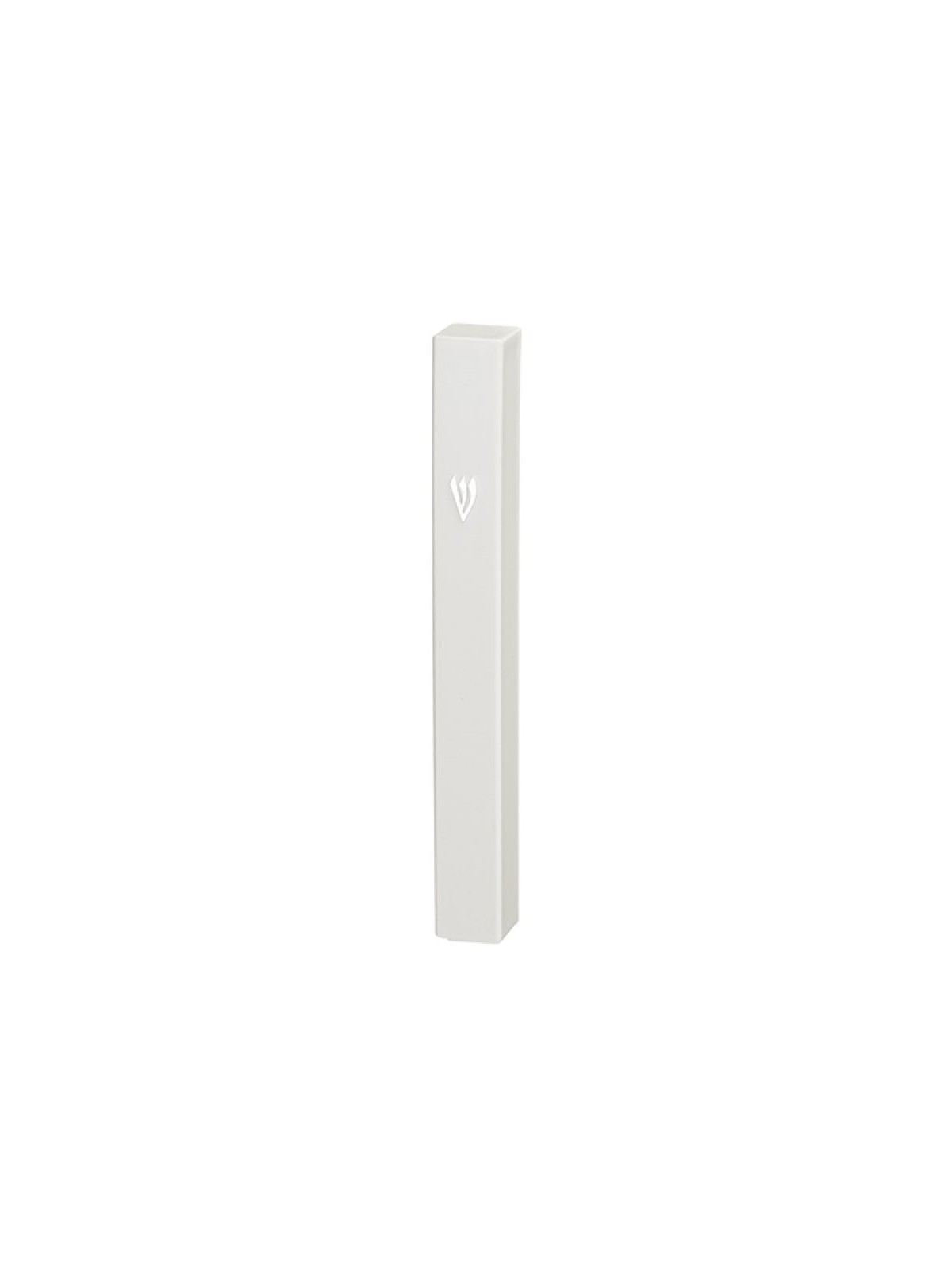 White Plastic Mezuzah Case Silver Shin %96 Option... | Plastic Mezuzah