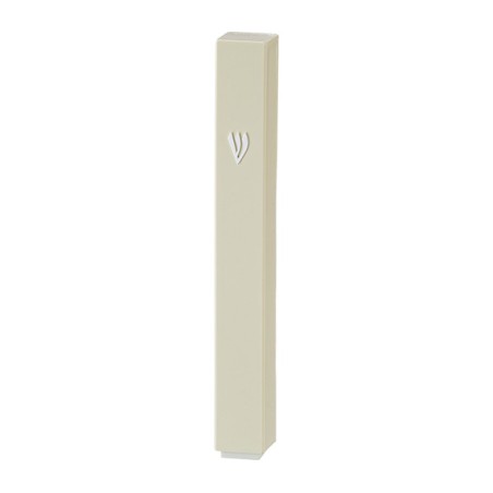 Beige Plastic Mezuzah Case Silver Shin Option for... | Plastic Mezuzah