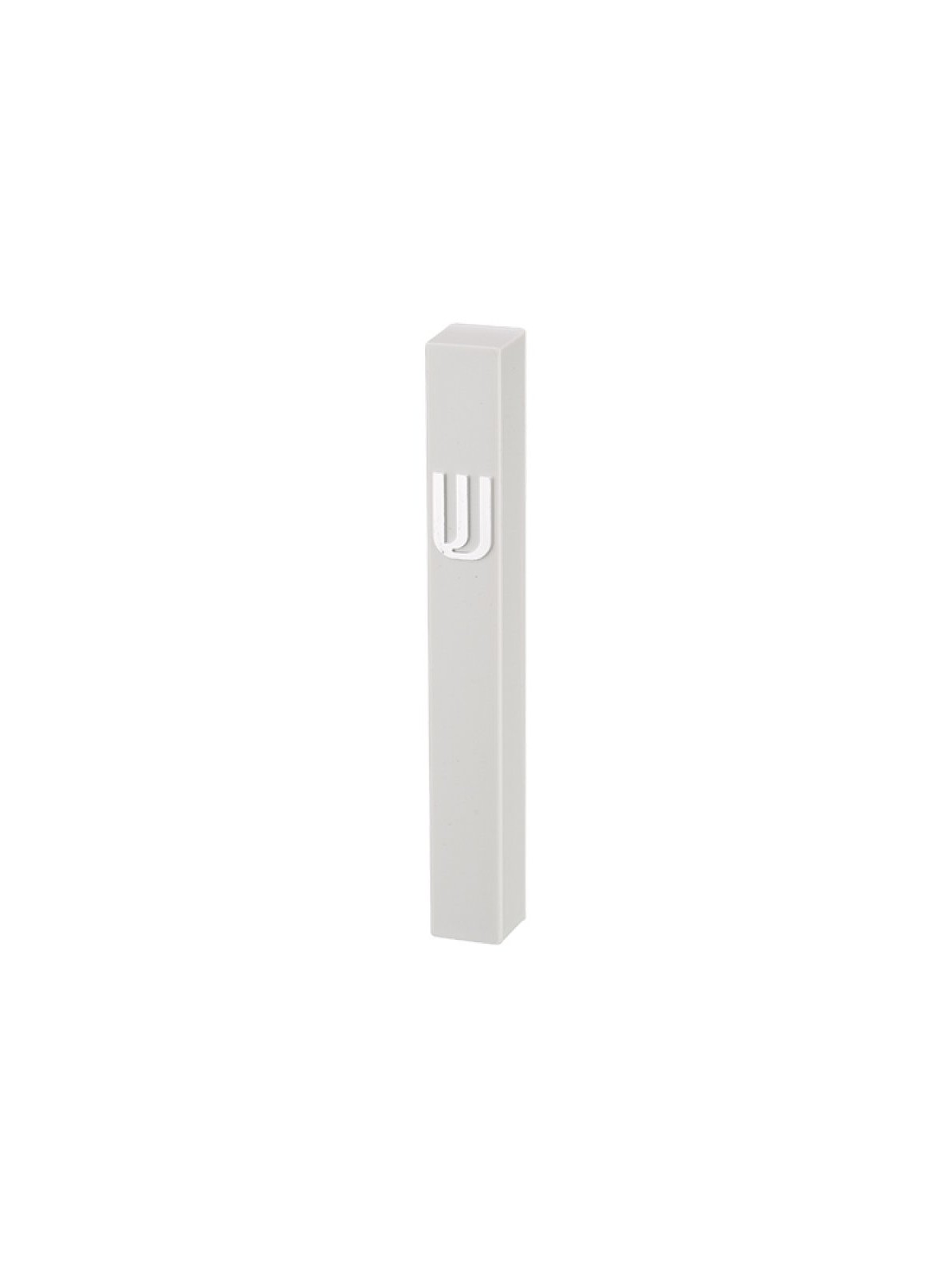 Classic White Plastic Mezuzah Case Silver Shin fo... | Plastic Mezuzah