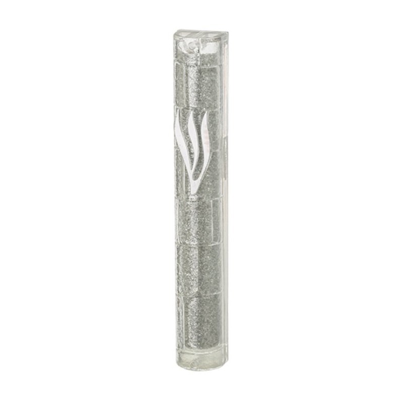 Glittering Metal Look Plastic Mezuzah Case with W... | Plastic Mezuzah