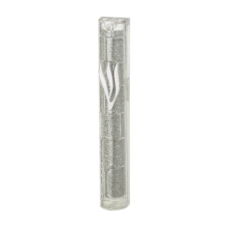 Glittering Metal Look Plastic Mezuzah Case with W... | Plastic Mezuzah
