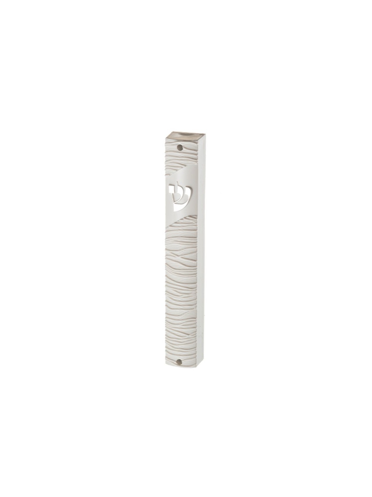 White Plastic Mezuzah Case with Thread Design Sil... | Plastic Mezuzah
