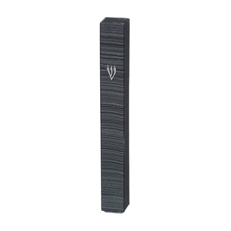 Dark Gray Plastic Mezuzah Case with Fine Gray Str... | Plastic Mezuzah