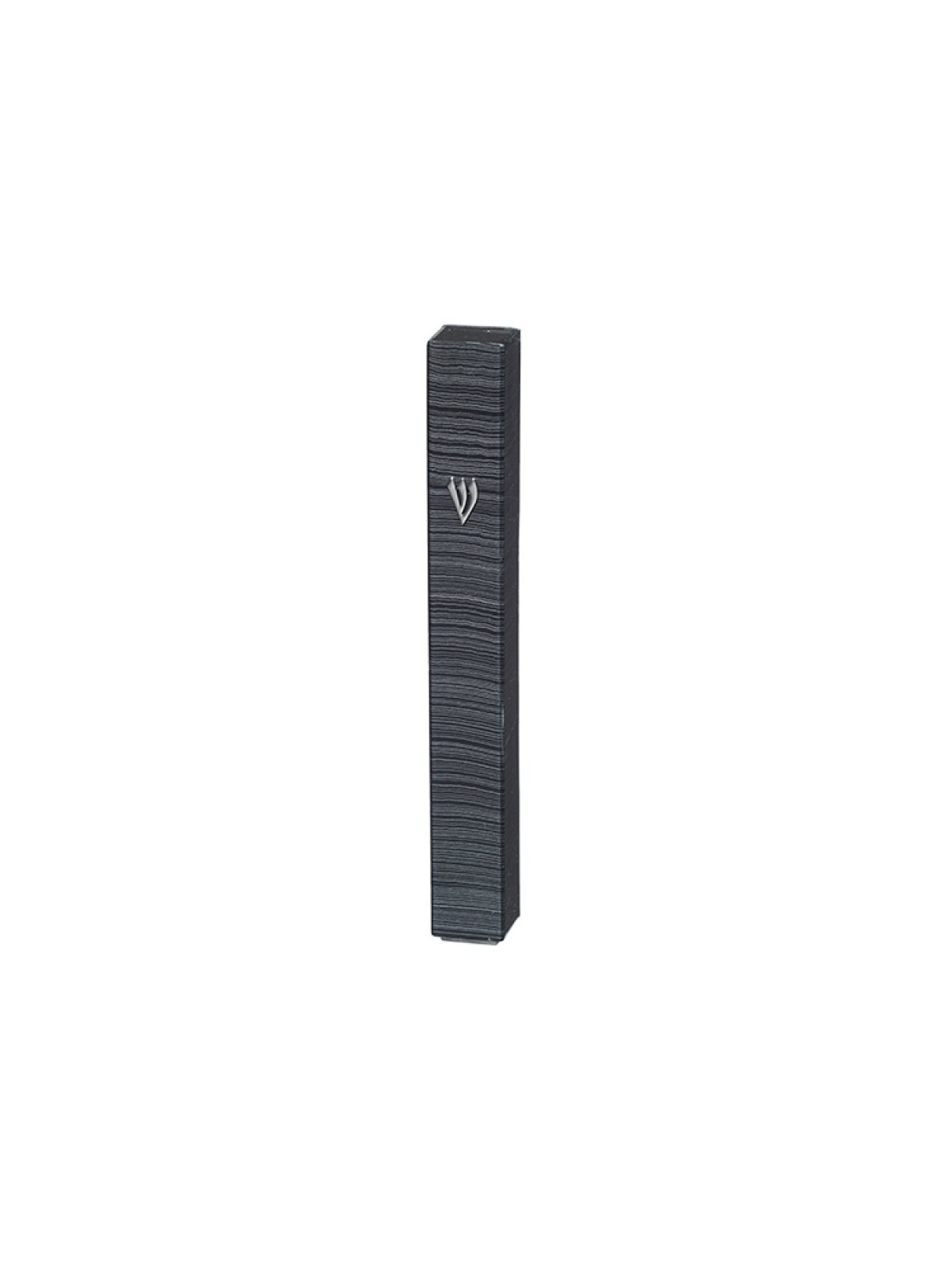 Dark Gray Plastic Mezuzah Case with Fine Gray Str... | Plastic Mezuzah