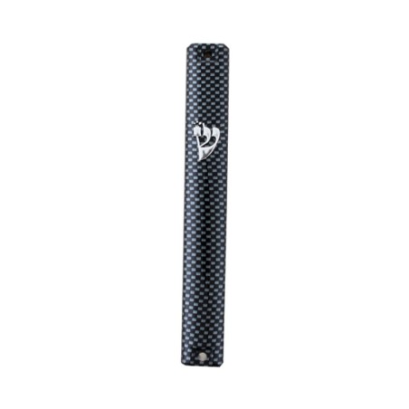 Metallic Look Mezuzah Case with Gray Black Checke... | Plastic Mezuzah