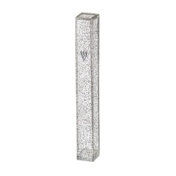 Clear Plastic Mezuzah Case Light Silver Speckles ... | Plastic Mezuzah