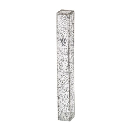 Clear Plastic Mezuzah Case Light Silver Speckles ... | Plastic Mezuzah