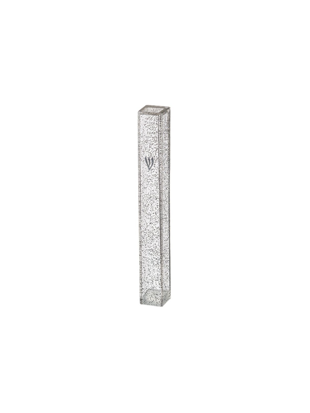Clear Plastic Mezuzah Case Light Silver Speckles ... | Plastic Mezuzah