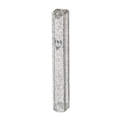 Clear Plastic Mezuzah Case Dark Silver Speckles %... | Plastic Mezuzah