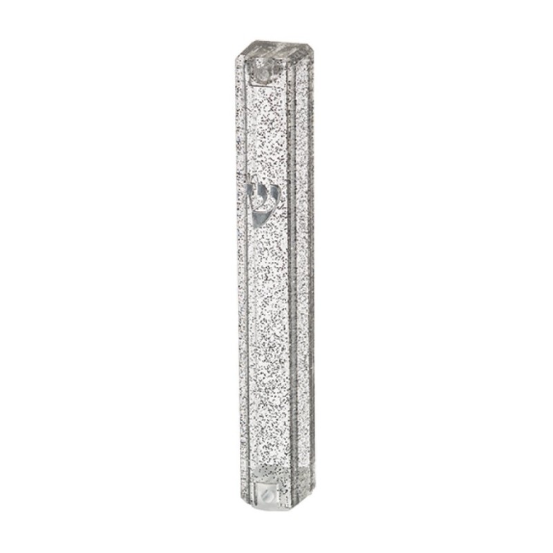 Clear Plastic Mezuzah Case Dark Silver Speckles %... | Plastic Mezuzah