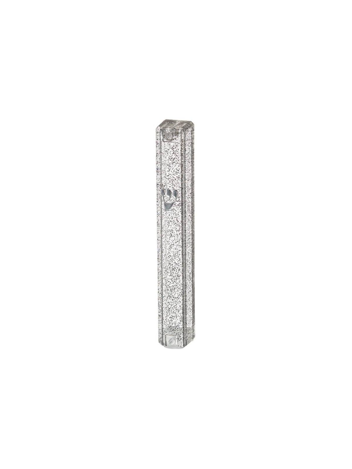 Clear Plastic Mezuzah Case Dark Silver Speckles %... | Plastic Mezuzah