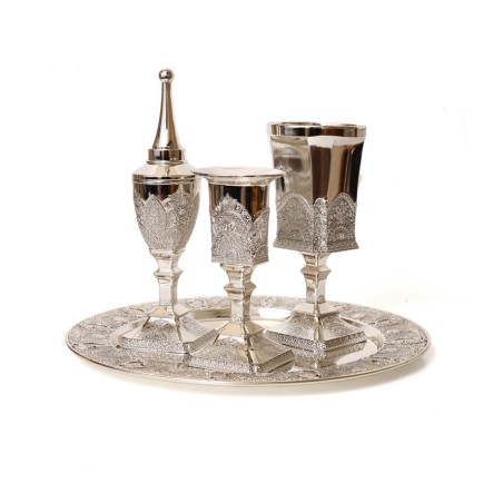 Silver Plated 4 Piece Havdalah Set Filigree Design | Havdalah Sets