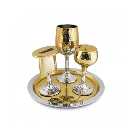 Two Tone Gold and Silver Four Piece Havdalah Set Ha... | Havdalah Sets