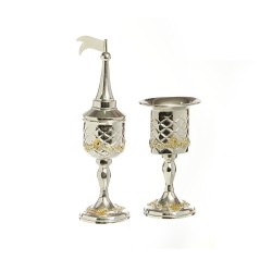 Two Piece Havdalah Set Spice Candle Holder Silver P... | Havdalah Sets