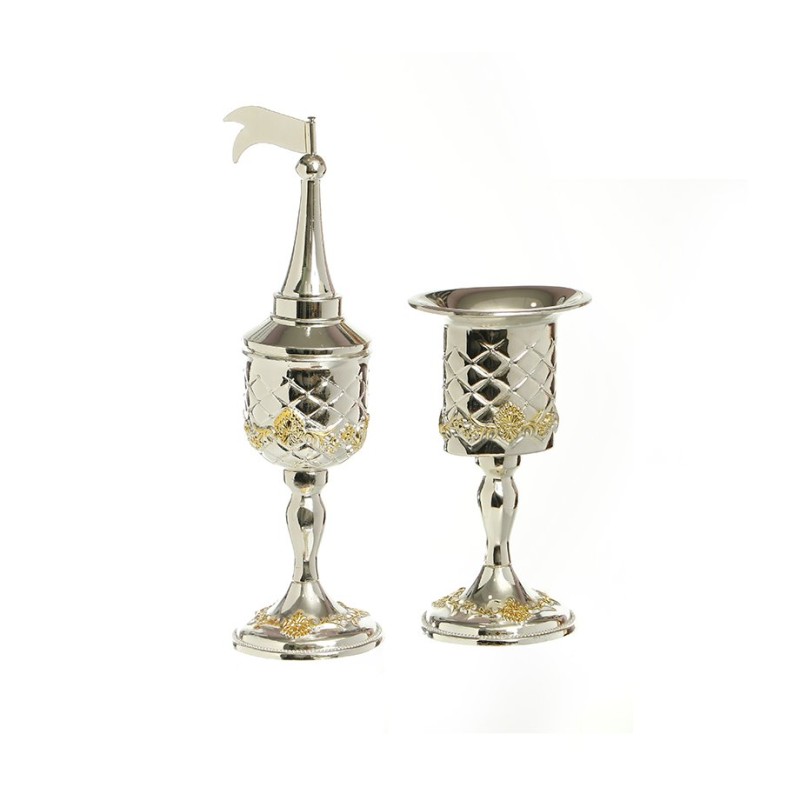 Two Piece Havdalah Set Spice Candle Holder Silver P... | Havdalah Sets