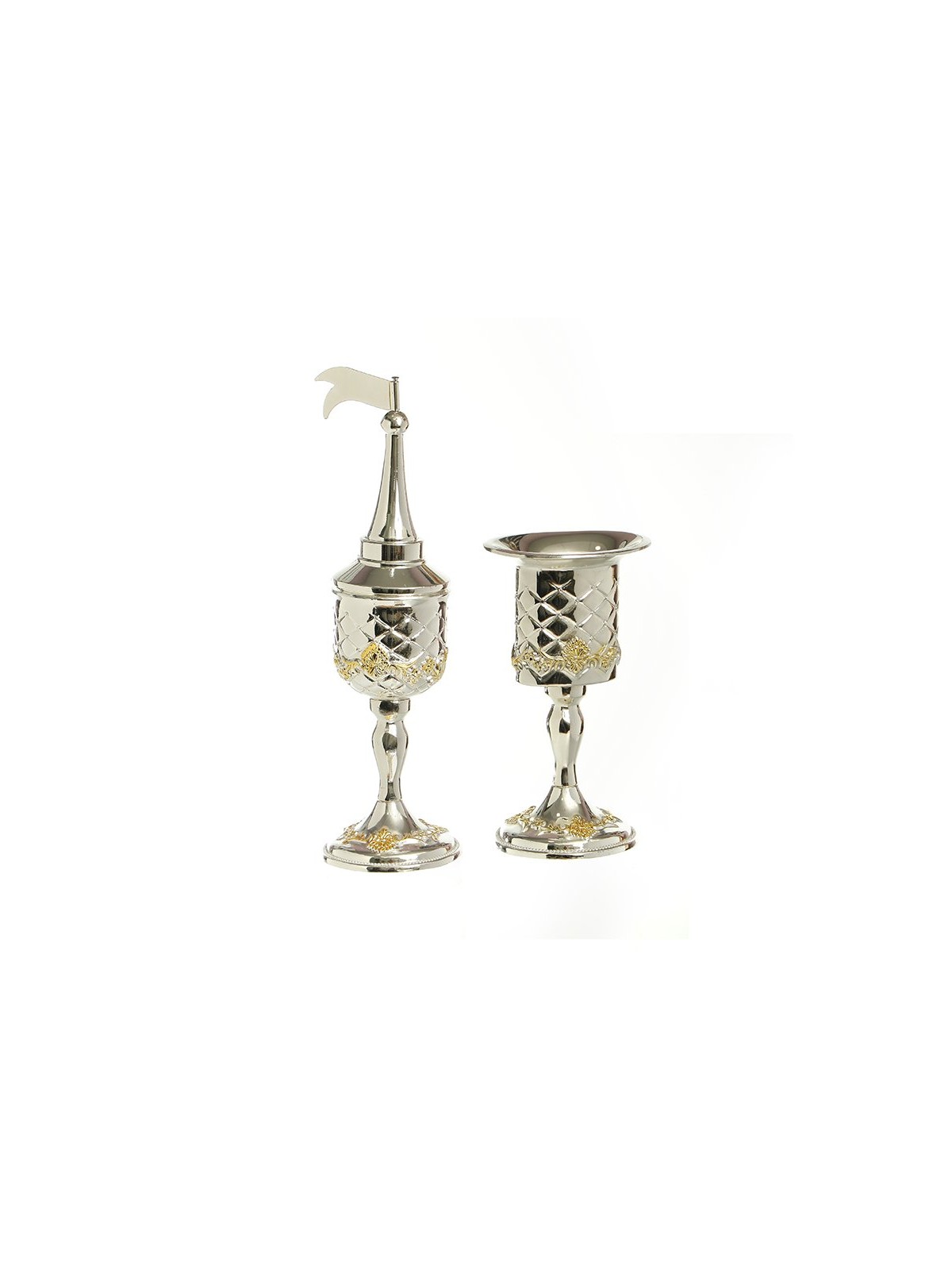 Two Piece Havdalah Set Spice Candle Holder Silver P... | Havdalah Sets