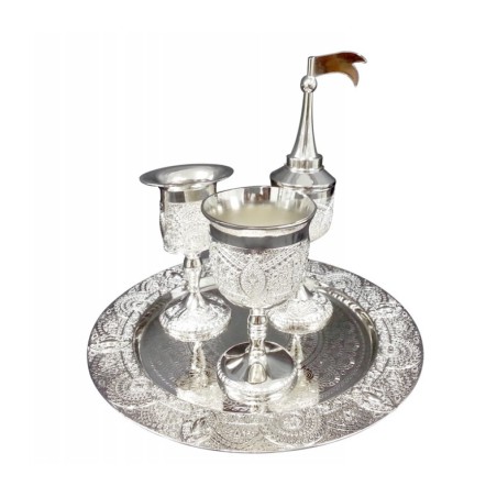 Four Piece Nickel Havdalah Set Filigree Design | Havdalah Sets