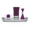 Agayof Aluminum Havdalah Set Modern Design Purple | Havdalah Sets
