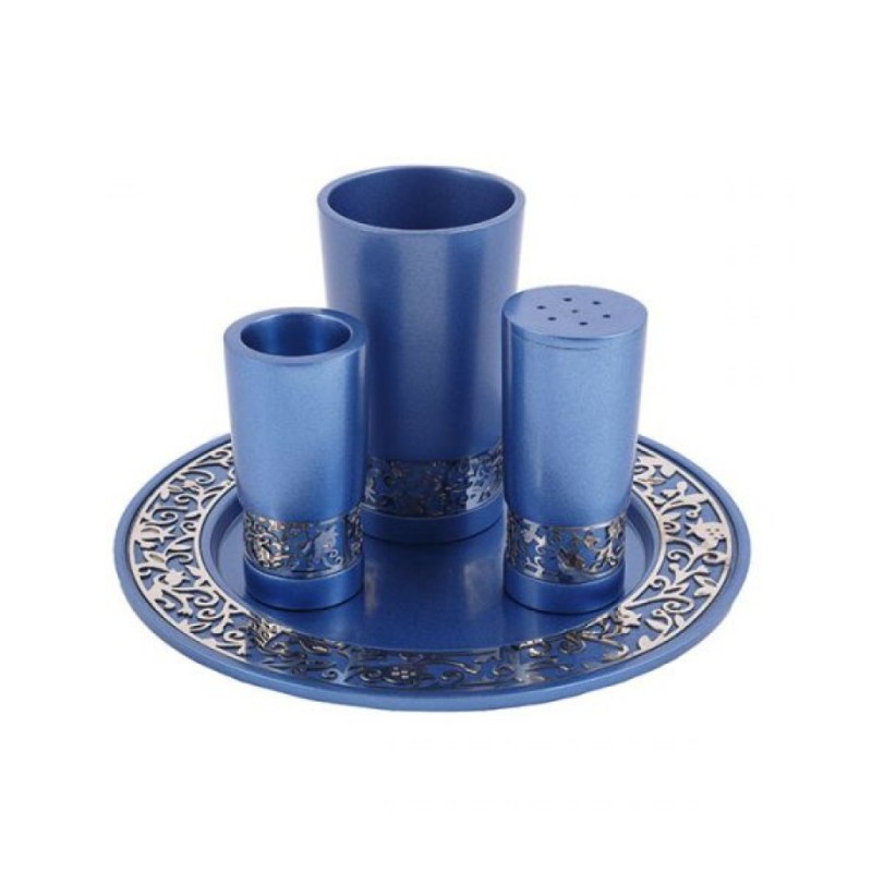 Yair Emanuel Aluminum Havdalah Set with Silver Pome... | Havdalah Sets